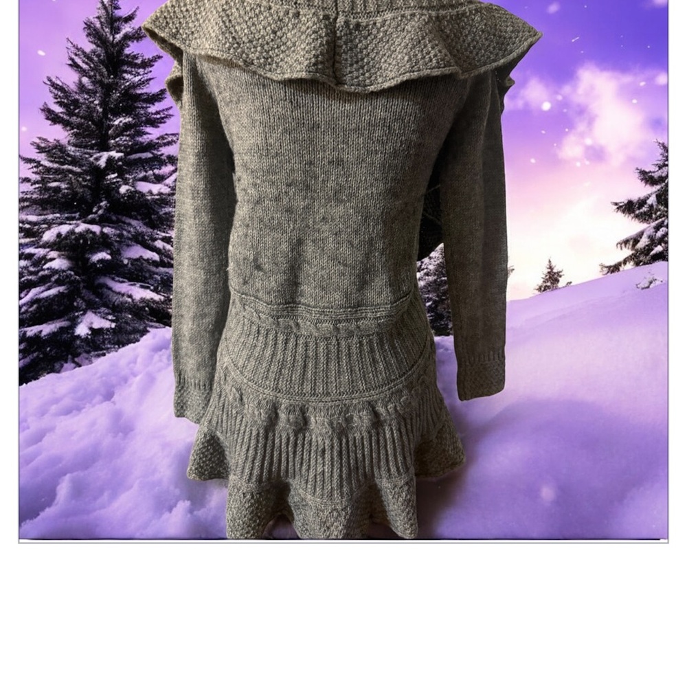 Twenty one Large Ruffle Gray Women's Sweater with Tie Front running small - Picture 2 of 4